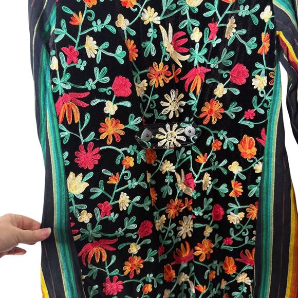 Silverado Striped Open Front Cardigan Floral Embroidered Southwestern Small - Picture 9 of 9